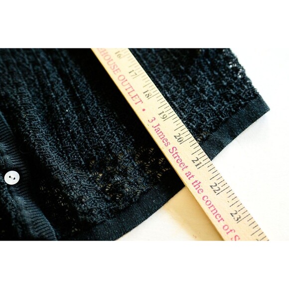 David Brooks XL Silk crochet black button down sweater cardigan goth witchy - Picture 5 of 6